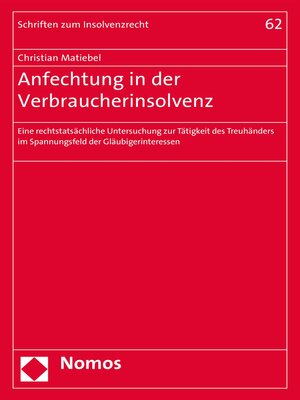 cover image of Anfechtung in der Verbraucherinsolvenz